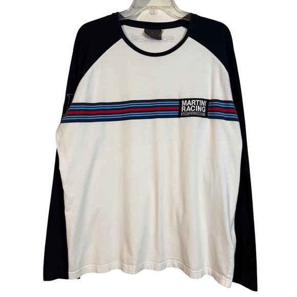 PORSCHE Men's Martini Collection Porsche Long Sleeve Shirt White/Blue, US XL